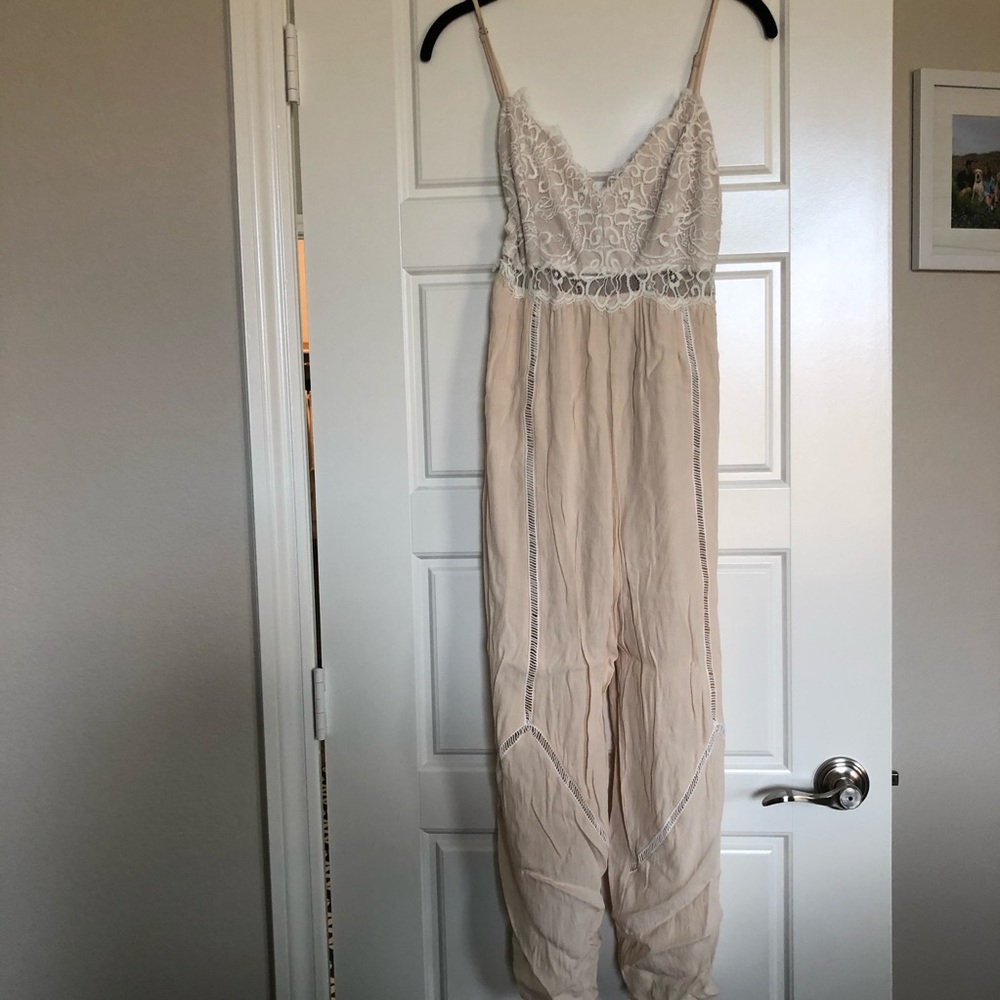 The Room tan lace jumpsuit